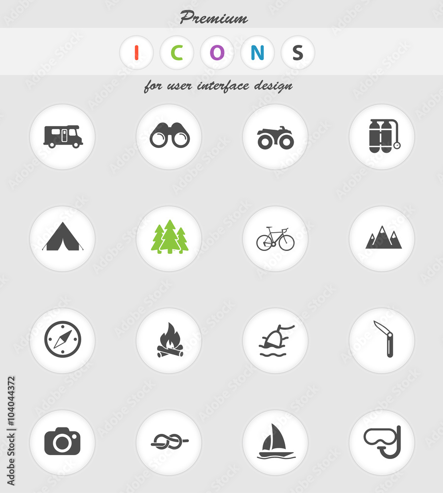 Active recreation icon set