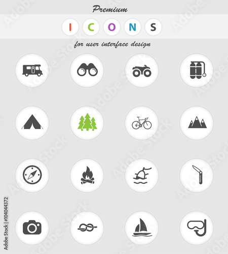 Active recreation icon set