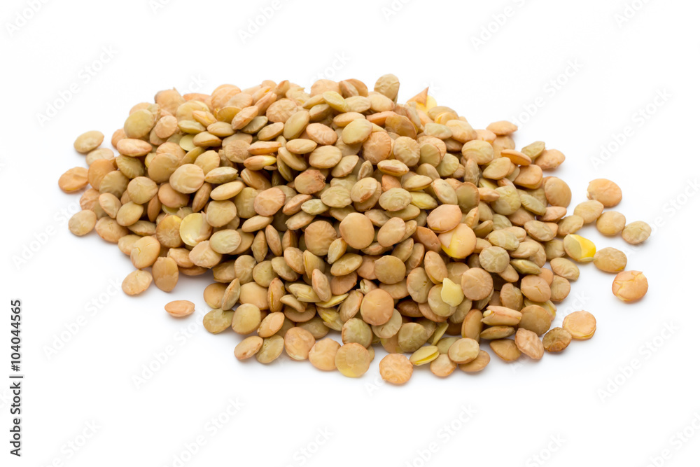 Lentils isolated on white background.Macro shot Lentils isolated on white background.Macro shot