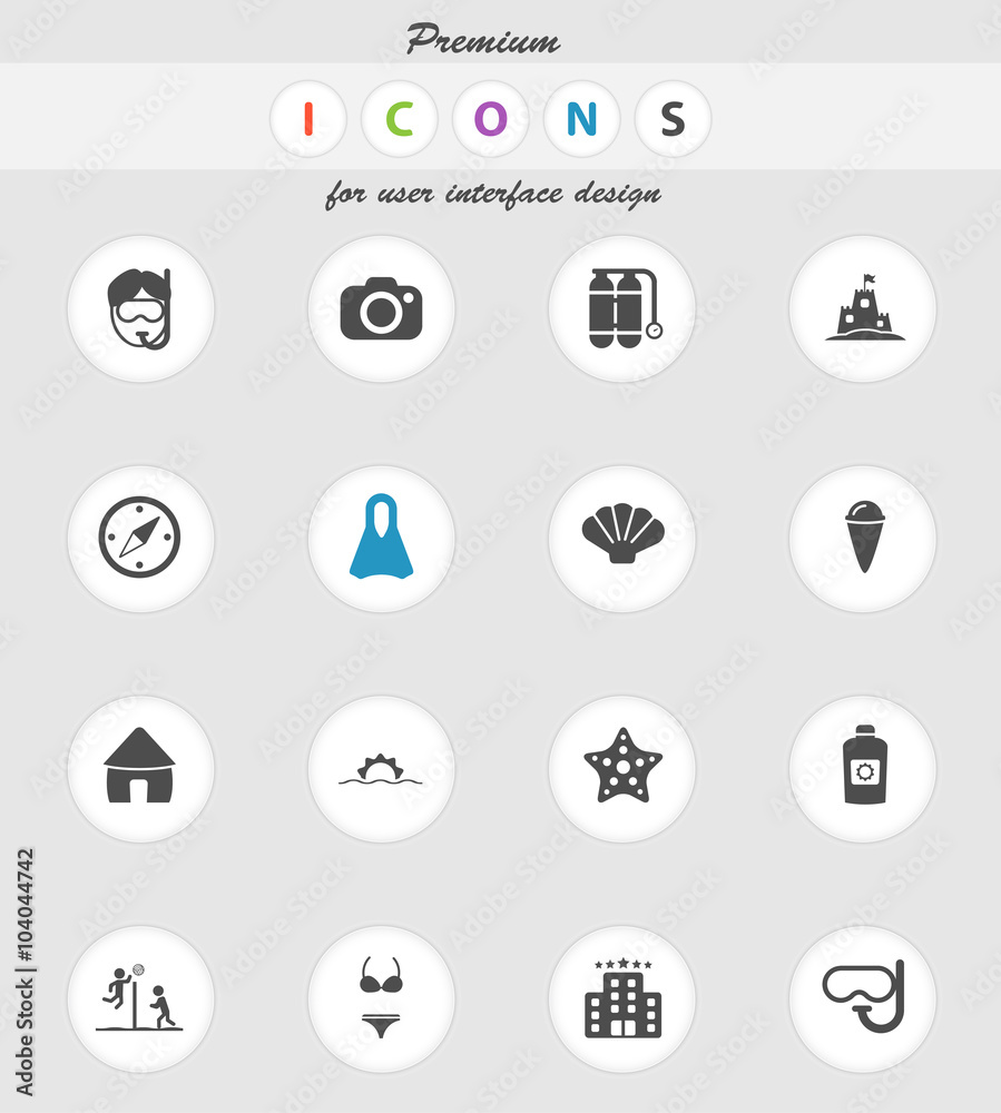 Fototapeta premium Beach simply icons