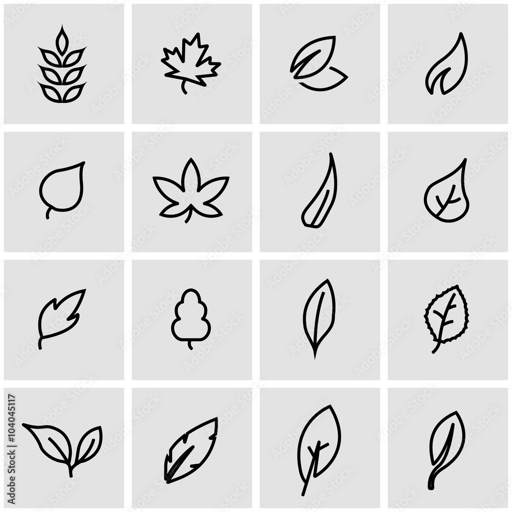 Vector line leaf icon set. Leaf Icon Object, Leaf Icon Picture, Leaf Icon Image - stock vector Vector line leaf icon set. Leaf Icon Object, Leaf Icon Picture, Leaf Icon Image - stock vector