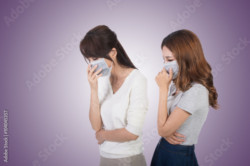 woman with her friends with mask