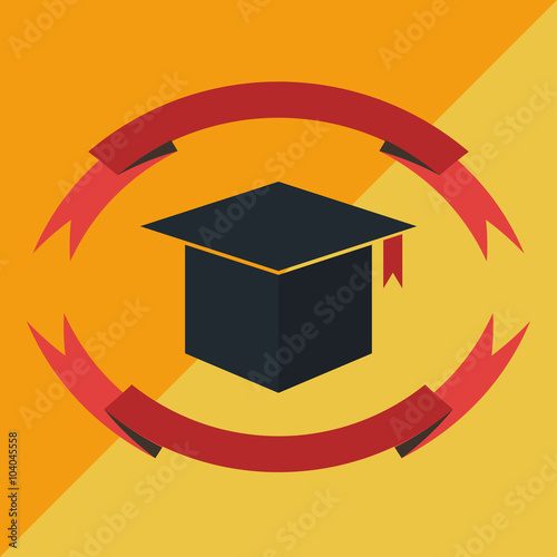 Graduation Ribbon Flat Color Vector
