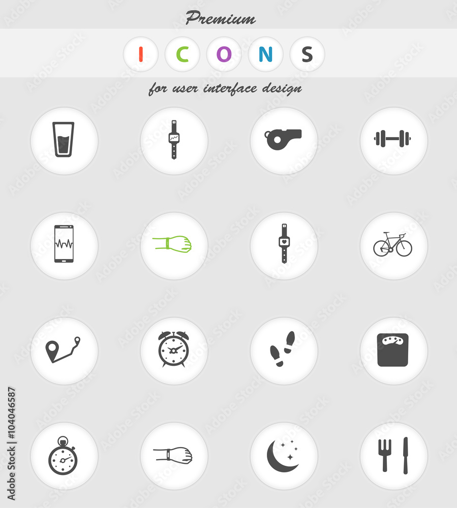 Jogging and workout simply icons Jogging and workout simply icons