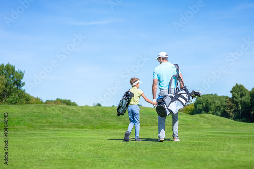 Family on golf course