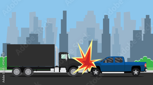 car suv and truck accident on the road vector illustration