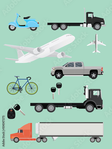 transportation collection truck suv plane airplane trailer motor and bike