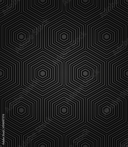 Geometric fine abstract dark background with black hexagons. Seamless modern pattern
