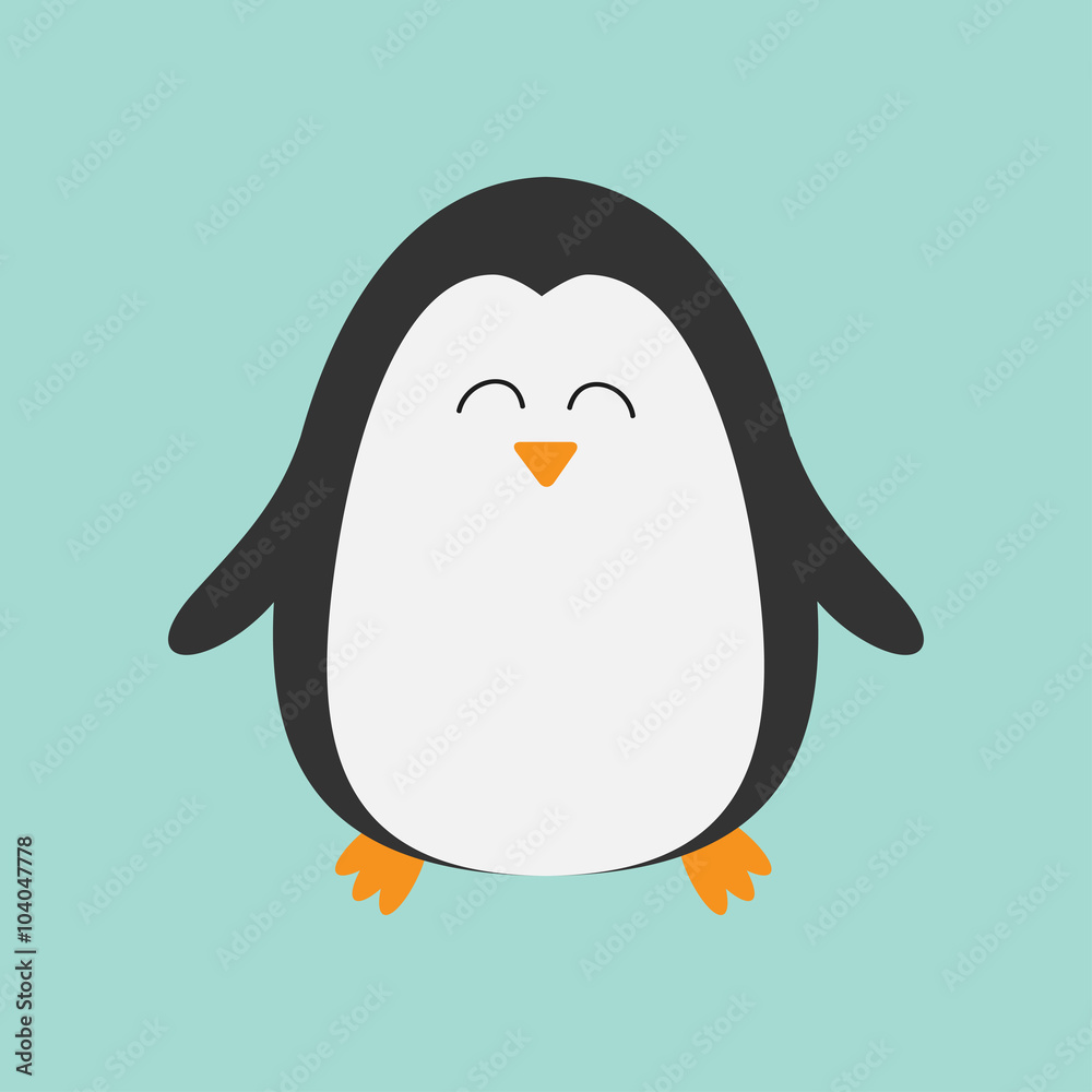 Obraz premium Penguin smiling face. Cute cartoon character. Arctic animal collection. Baby bird. Flat design
