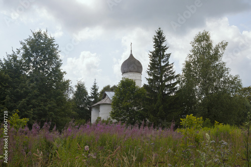 Old Russian Orthodox church near with Novgorod the Great. Church was built in 1179. In before Mongols era. photo