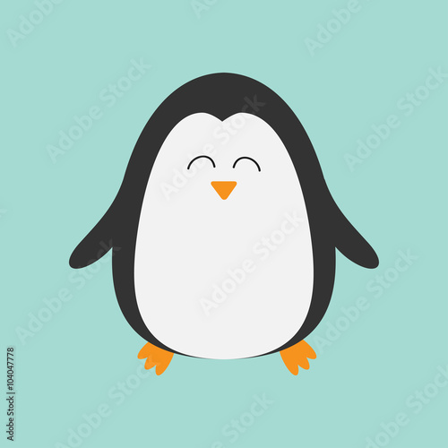 Penguin smiling face. Cute cartoon character. Arctic animal collection.  Baby bird. Flat design