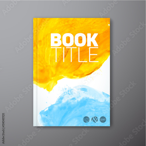 Vector abstract book watercolor cover template