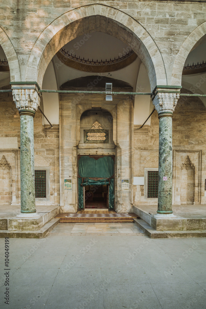 Entrance to the hall  of Old mosque in Istanbul city