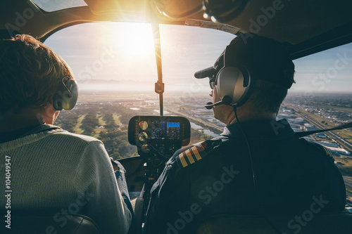 Inside view of a helicopter in flight