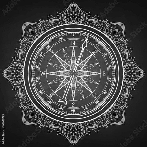 Graphic wind rose compass 