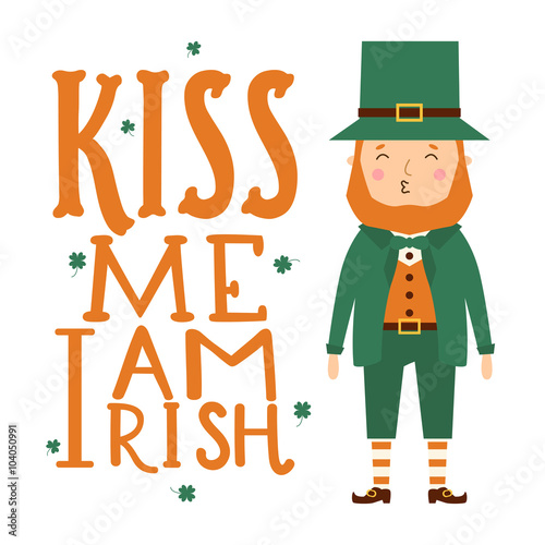 Illustration of Leprechaun with lettering