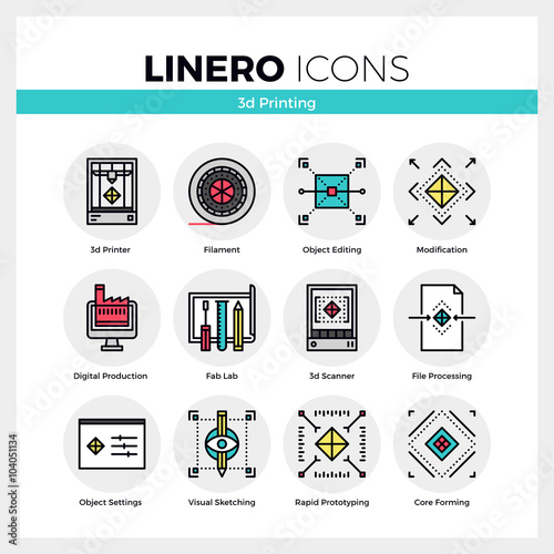 3D Printing Linero Icons Set
