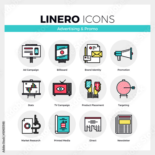 Advertising and Promo Linero Icons Set