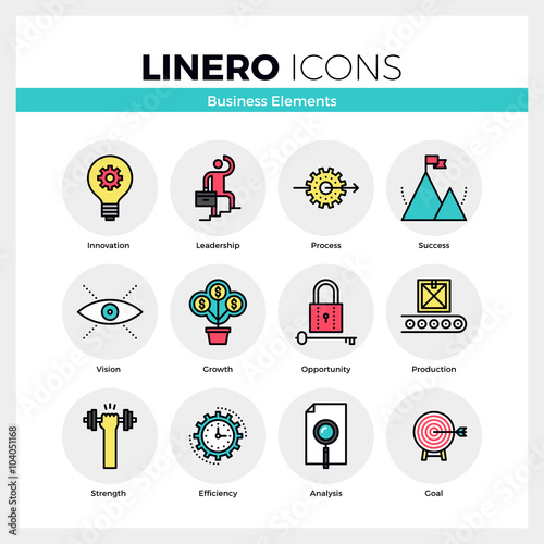 Business Elements Linero Icons Set