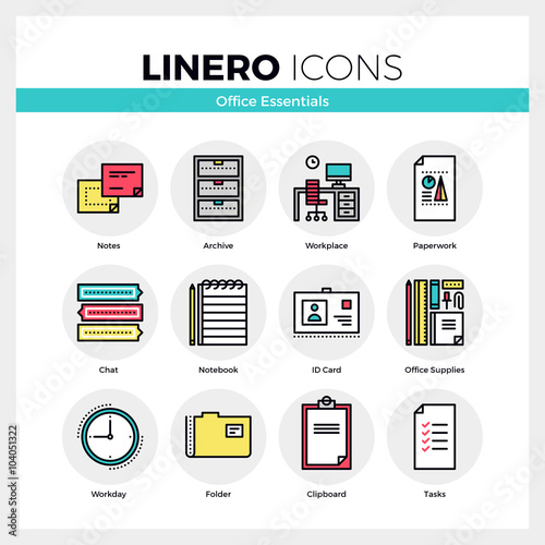 Office Essentials Linero Icons Set