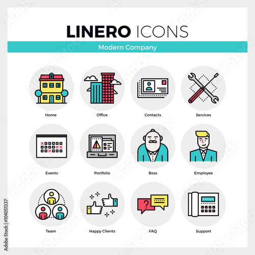 Modern Company Linero Icons Set
