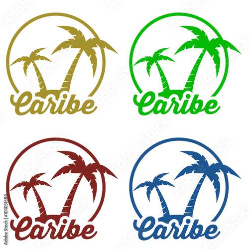 Icono plano Caribe en isla en varios colores #1