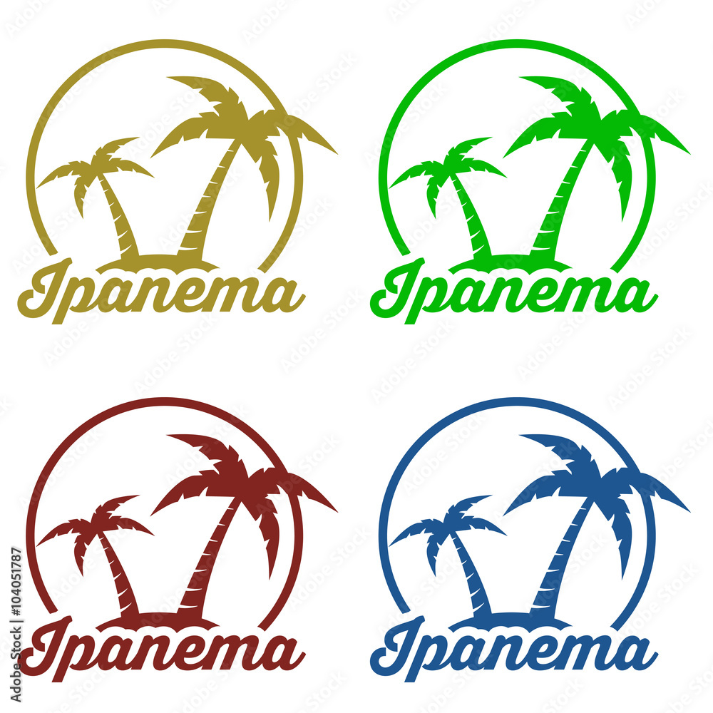 Icono plano Ipanema en isla en varios colores #1