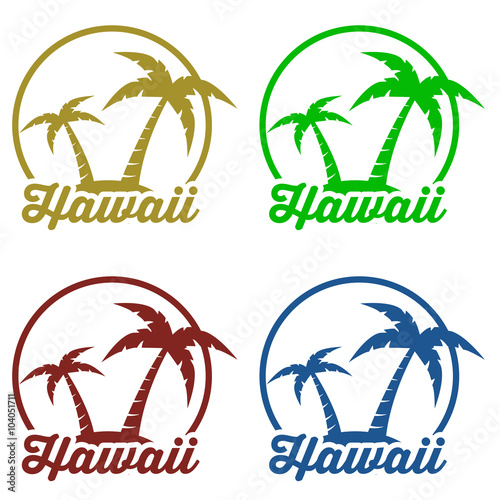 Icono plano Hawaii en isla en varios colores #1