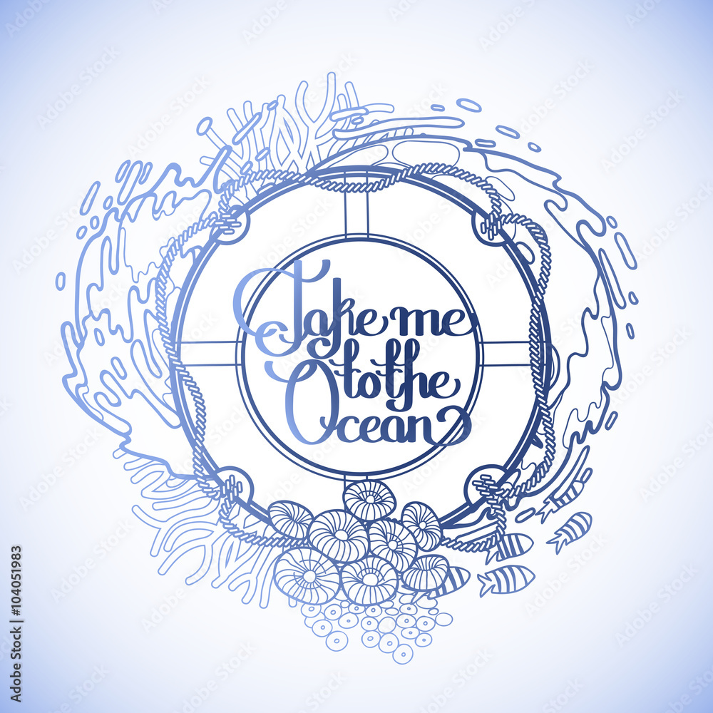 Lifebuoy with ocean design Lifebuoy with ocean design