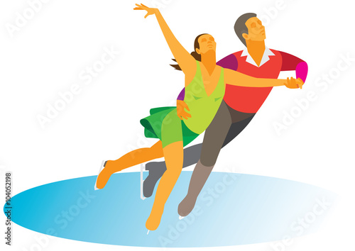 a pair of young skaters skating at the rink