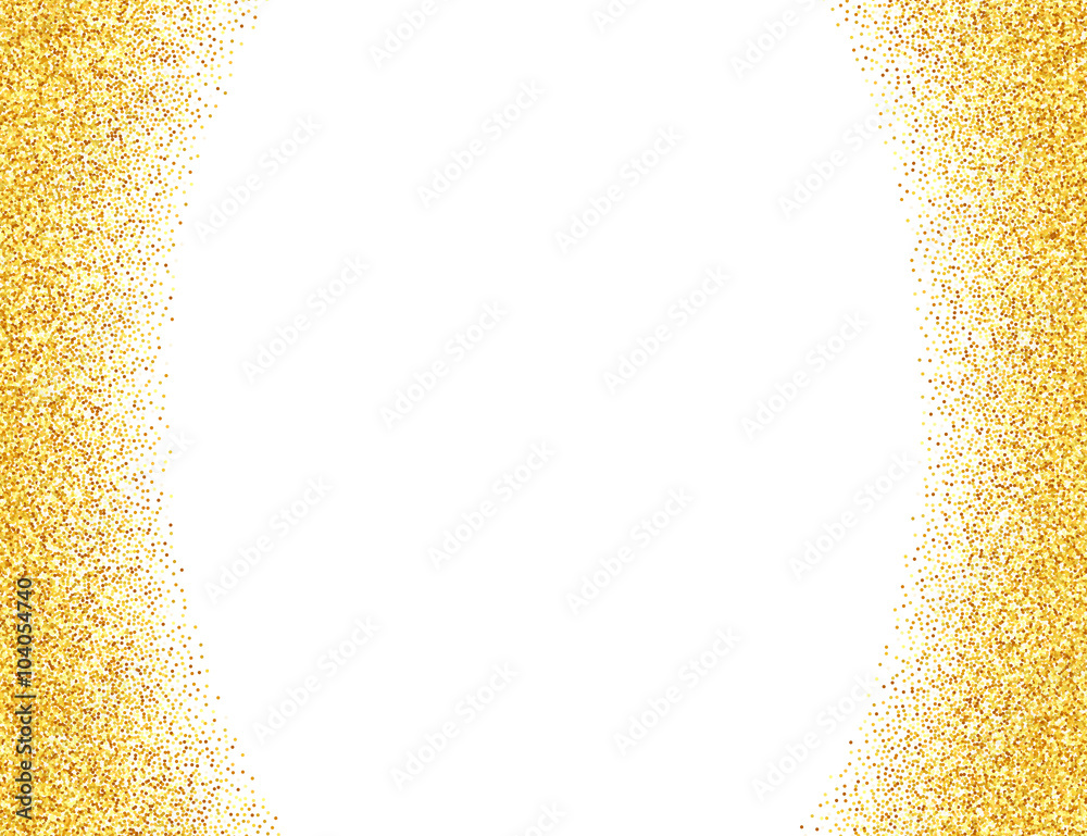 Vector gold glitter abstract background, golden sparkles on white background, design template
