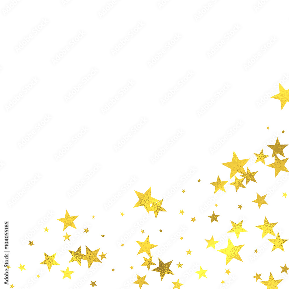 Gold glittering frame with foil stars isolated on white background, vector design elements Gold glittering frame with foil stars isolated on white background, vector design elements