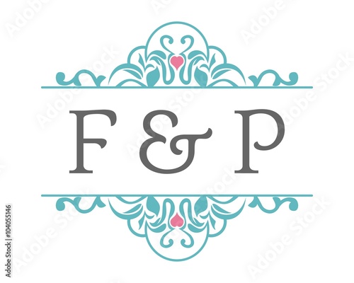 F & P Initial Wedding Ornament Logo