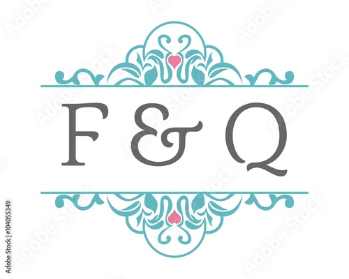 F & Q Initial Wedding Ornament Logo