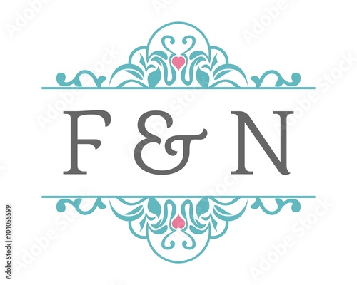 F & N Initial Wedding Ornament Logo