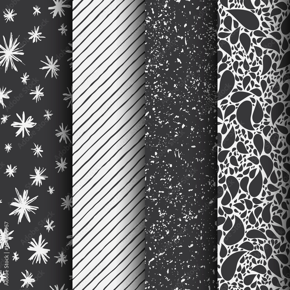 Vector seamless pattern set. Hand drawn organic abstract background ...