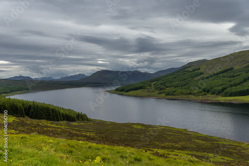 Loch Cluanie, Scotland lake and mountain landscape