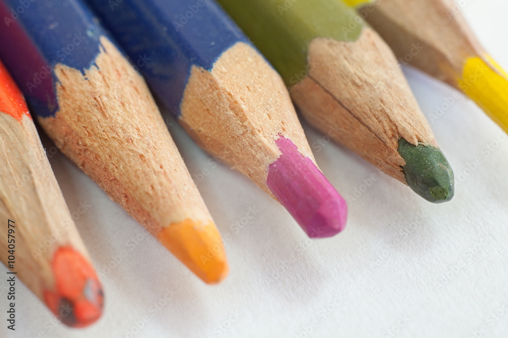 Macro photo of colored pencils.