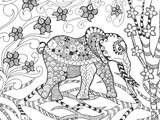 Zentangle stylized elephant in fantasy garden