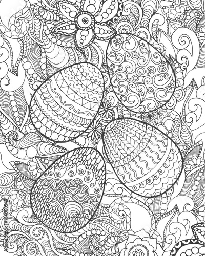 Easter eggs and flowers coloring page