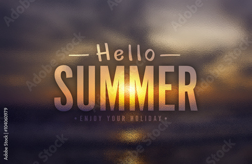 glass texture background  happy summer Over sea setting sun  background 