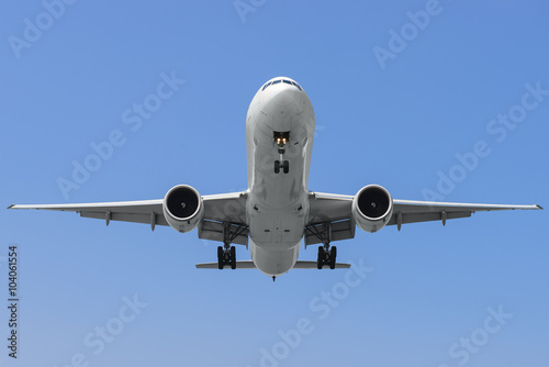 Commercial airplane on finals runway