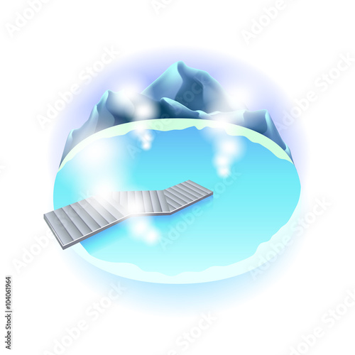 Hot spring in Iceland isolated on white vector
