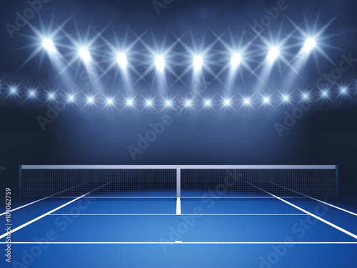 Fotografie Tennis court and spotlights , Tennis tournament