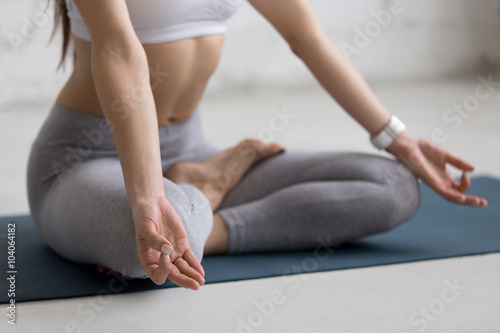 Fototapeta Naklejka Na Ścianę i Meble -  Yoga Indoors: woman meditating