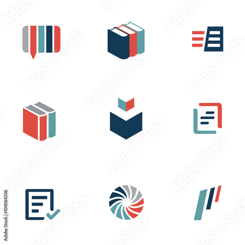 Set of book and language icons. Translation services and dictionary concept.
