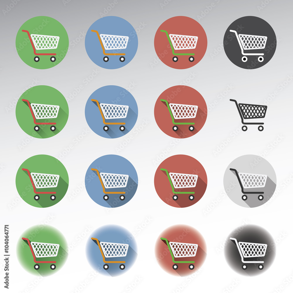Shopping cart icons set Shopping cart icons set