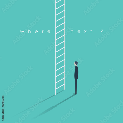 Corporate ladder concept illustration. Businessman making big career decision.