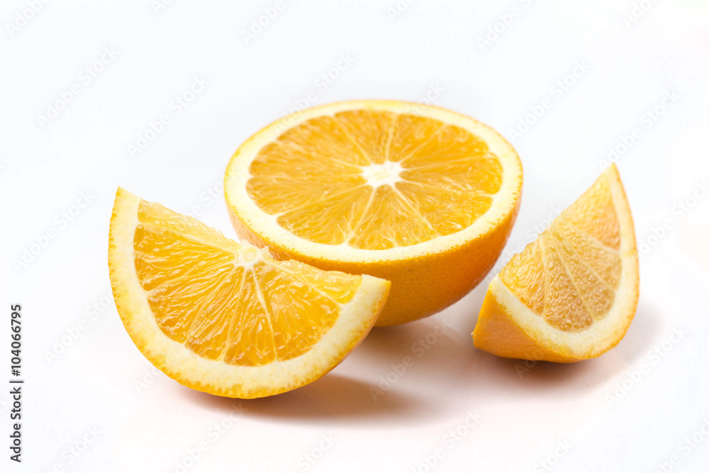 Sliced orange on white background Sliced orange on white background