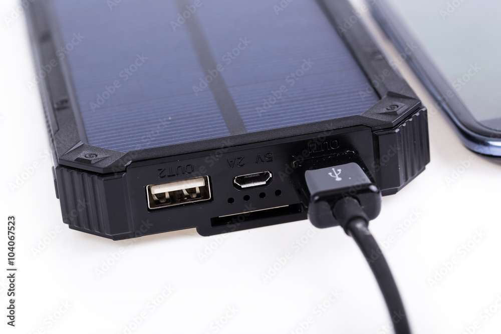 Portable solar charger for smart phone. Portable solar charger for smart phone.